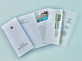 Weihnachtsbillet mit Projekbeschreibung und do it yourself Transparentpapier und Lesezeichen
